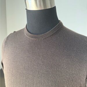Brown Merino Wool Long Sleeve Crewneck